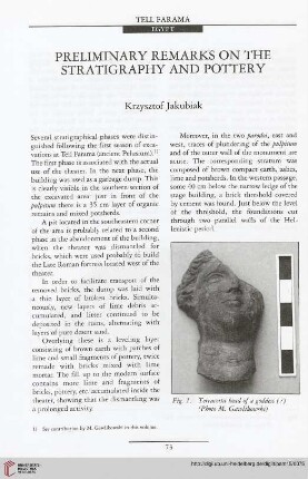 15: Preliminary remarks on the stratigraphy and pottery