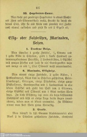 Essig- oder Salzbrühen, Marinaden, Beizen