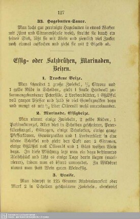 Essig- oder Salzbrühen, Marinaden, Beizen