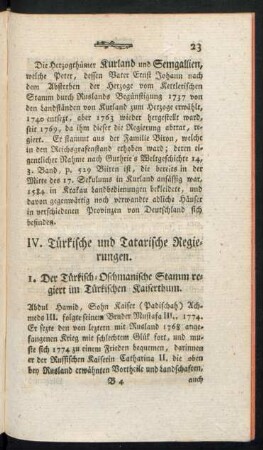 IV. Türkische und Tatarische Regierungen.