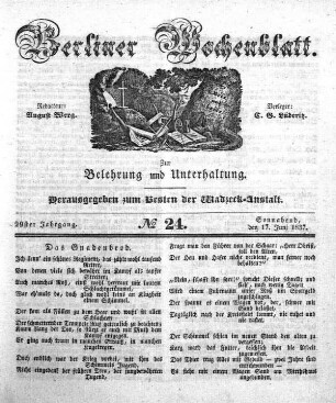 No. 24, Sonnabend, den 17. Juni 1837.