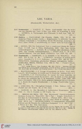 XIII. Varia (Nr. 1347- 1375)