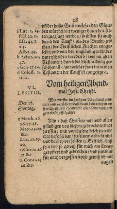 VI. Lectio. Vom heiligen Abendmal Jesu Christi.