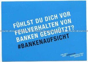Werbepostkarte gegen Korruption mit der Forderung von mehr Transparenz und Vertrauenstärkung