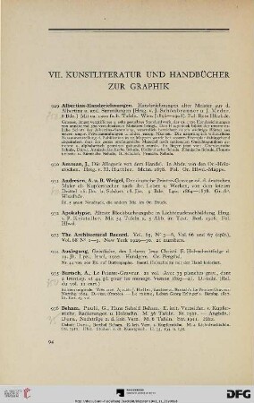 VII. Kunstliteratur und Handbücher zur Graphik (Nr. 929-1045)