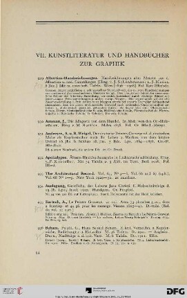 VII. Kunstliteratur und Handbücher zur Graphik (Nr. 929-1045)