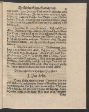 Gebrauch dieses Herzen- Seuffzers I. Zur Lehr.