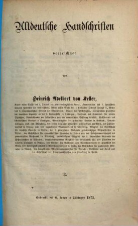 Altdeutsche Handschriften. 3