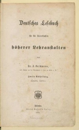 Abtheilung 2 = (Quarta, Tertia), [Schülerband]: [Abtheilung 2 = (Quarta, Tertia), [Schülerband]]