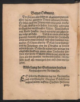 Abstellung der Gastereien bey den Kirchweihen oder Kirchmessen.