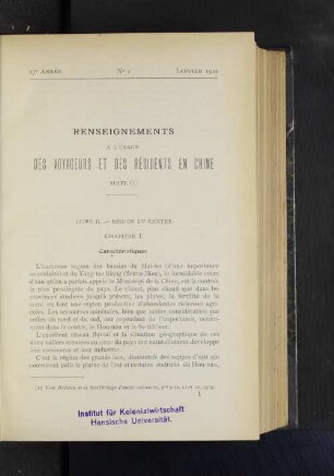 Renseignements A L'Usage Des Voyageurs Et Des Résidents En Chine.