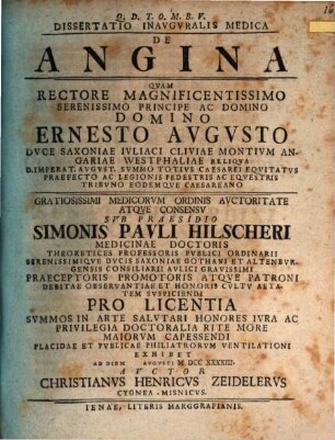 Diss. inaug. med. de angina