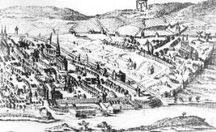 Magdeburg. Stadtansicht nach der Belagerung von 1551, Repro, Ausschnitt