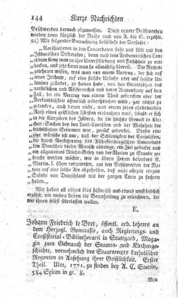 Magazin zum Gebrauch der Staaten- und Kirchengeschichte. T.1.