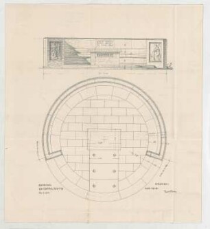 Fischer, Theodor; München; Grab Dr. Hirth - Grundriss, Ansicht