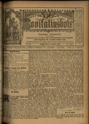 Erste Ausgabe vom Sonntag, den 15. Oktober 1916.