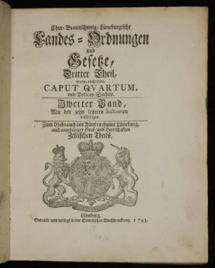 3,2: Chur-Braunschweig-Lüneburgische Landes-Ordnungen und Gesetze. Dritter Theil, Zweiter Band