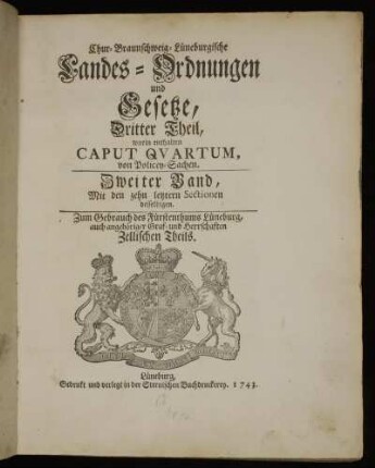 3,2: Chur-Braunschweig-Lüneburgische Landes-Ordnungen und Gesetze. Dritter Theil, Zweiter Band
