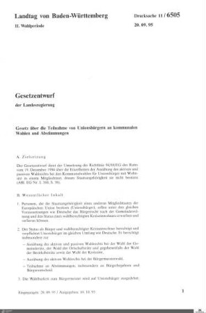 Gesetz über die Teilnahme von Unionsbürgern an Kommunalwahlen