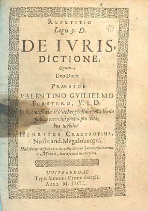 Repetitio Legis 3. D. de iurisdictione