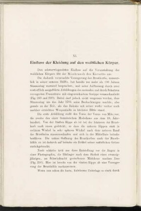XI. Einfluss der Kleidung auf den weiblichen Körper.