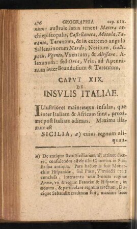 Caput XIX. De Insulis Italiae