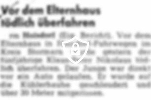 Vor dem Elternhaus tödlich überfahren