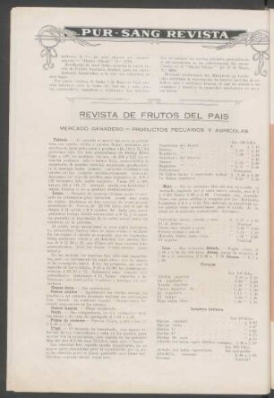 Revista de frutos del país : Mercado ganadero - productos pecuarios y agrícolas