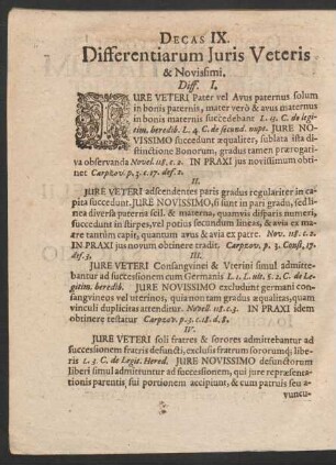 Decas IX. Differentiarum Iuris Veteris & Novissimi.