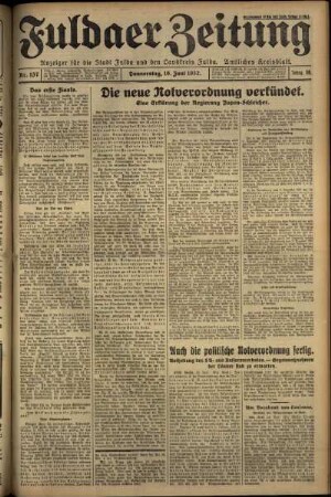 Erste Ausgabe vom Donnerstag, den 16. Juni 1932.