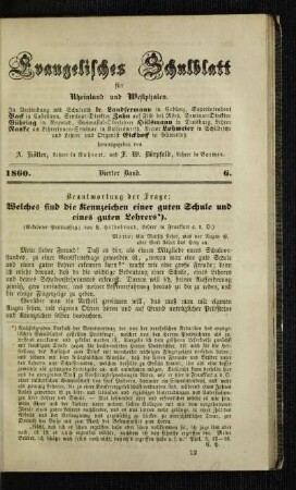 Beantwortung der Frage: Welches sind die Kennzeichen einer guten Schule und eines guten Lehrers : (gekrönter Preisaufsatz)