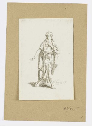 Frau in einem Gewand, Blatt 5 der Folge "Premier Recueill de Figures Drapées"