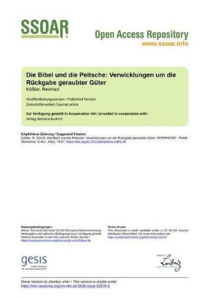 Die Bibel und die Peitsche: Verwicklungen um die Rückgabe geraubter Güter
