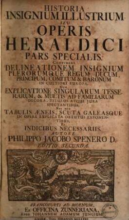 Historia insignium illustrium seu operis heraldici pars specialis