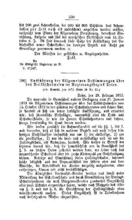 Ausführung der Allgemeinen Bestimmungen über das Volksschulwesen im Regierungsbezirk Trier : [V. Elementarschulwesen]