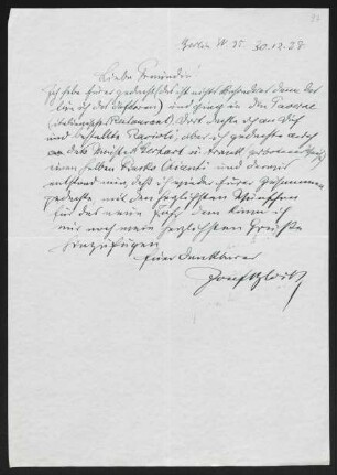 Brief von Josef Block an Margarete Hauptmann
