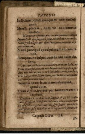 Catonis Liber III.