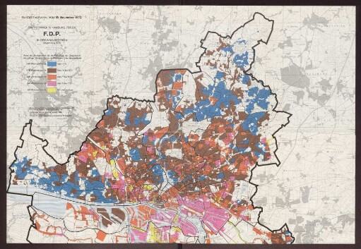 Bundestagswahl vom 19.November 1972 - Zweitstimmen in Hamburg für die F.D.P. in den Wahlbezirken