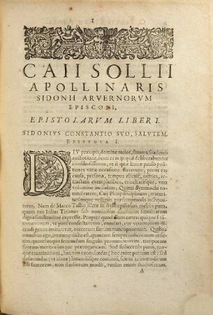 Caii Solii Apollinaris Sidonii ... opera