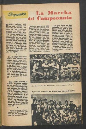 Deportes: La marcha del campeonato