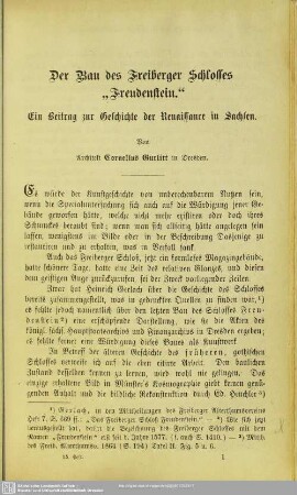 Der Bau des Freiberger Schlosses "Freudenstein". Ein Beitrag zur Geschichte der Renaissance in Sachsen