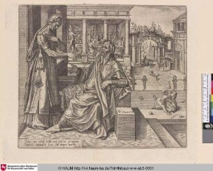 [Hagar von Sarah angeklagt; Sarah before Abraham]