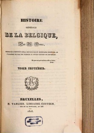 Histoire générale de la Belgique, 7