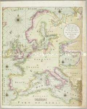 Bowles's European Navigator's Vade-Mecum or new Pocket Chart of the Sea Coast of Europe and the Straits. Mit einer Anschlusskarte