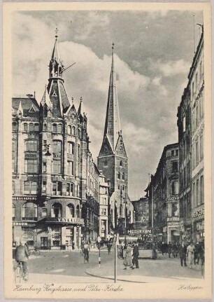 "Hamburg, Bergstrasse und Petri-Kirche"