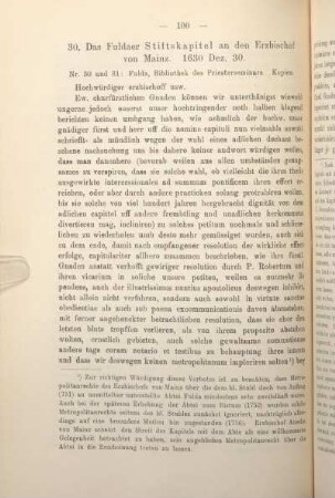 30. Das Fuldaer Stiftskapitel an den Erzbischof von Mainz. 1630 Dez. 30.