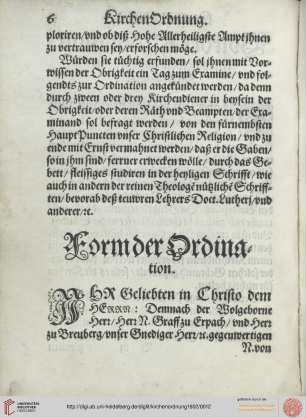 Wie es mit der Ordination eines newen Kirchendieners soll gehalten werden