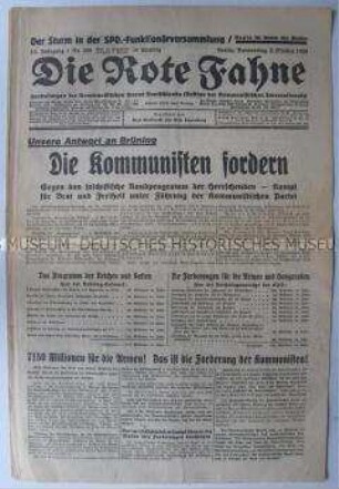 "Die Rote Fahne", Zentralorgan der KPD (Sektion der Kommunistischen Internationale)