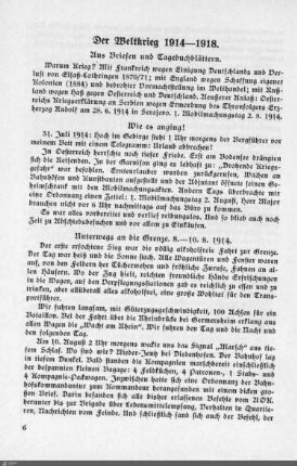 Der Weltkrieg 1914 - 1918