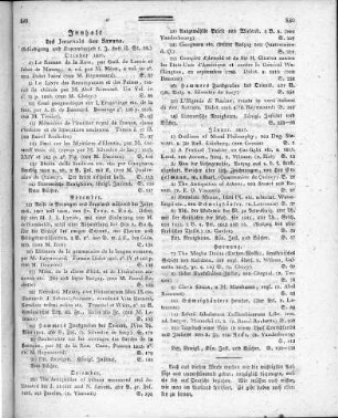 Innhalt des Journals des Savans. (Ankündigung und Septemberheft s. J. Heft II St. 25). - October - Hornung, 1816-1817